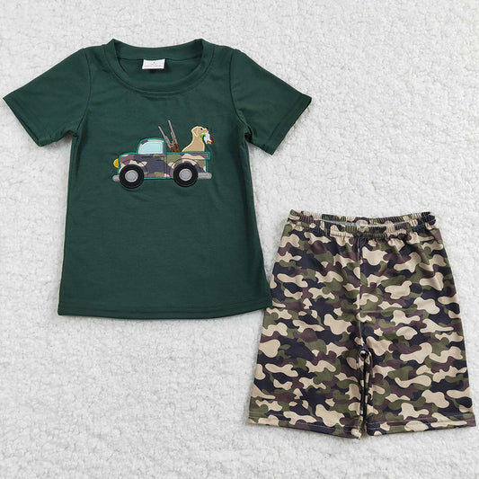 Boutique Girls Clothes Embroidery Cotton Baby Girl Clothes Camouflage Shorts Set GSSO0145 BSSO0111