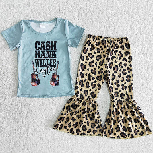 Wholesale Baby Girls Clothes Leopard Bell Pants Set Fashion Kids Clothes Girls Boutique Outfits Wholesale Children Clothing Set D9-13