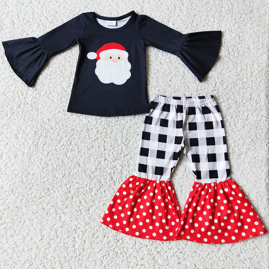 Santa Claus Print Cute Girls Clothing Set Boutique Kids Baby Christmas Outfits 6 A8-14