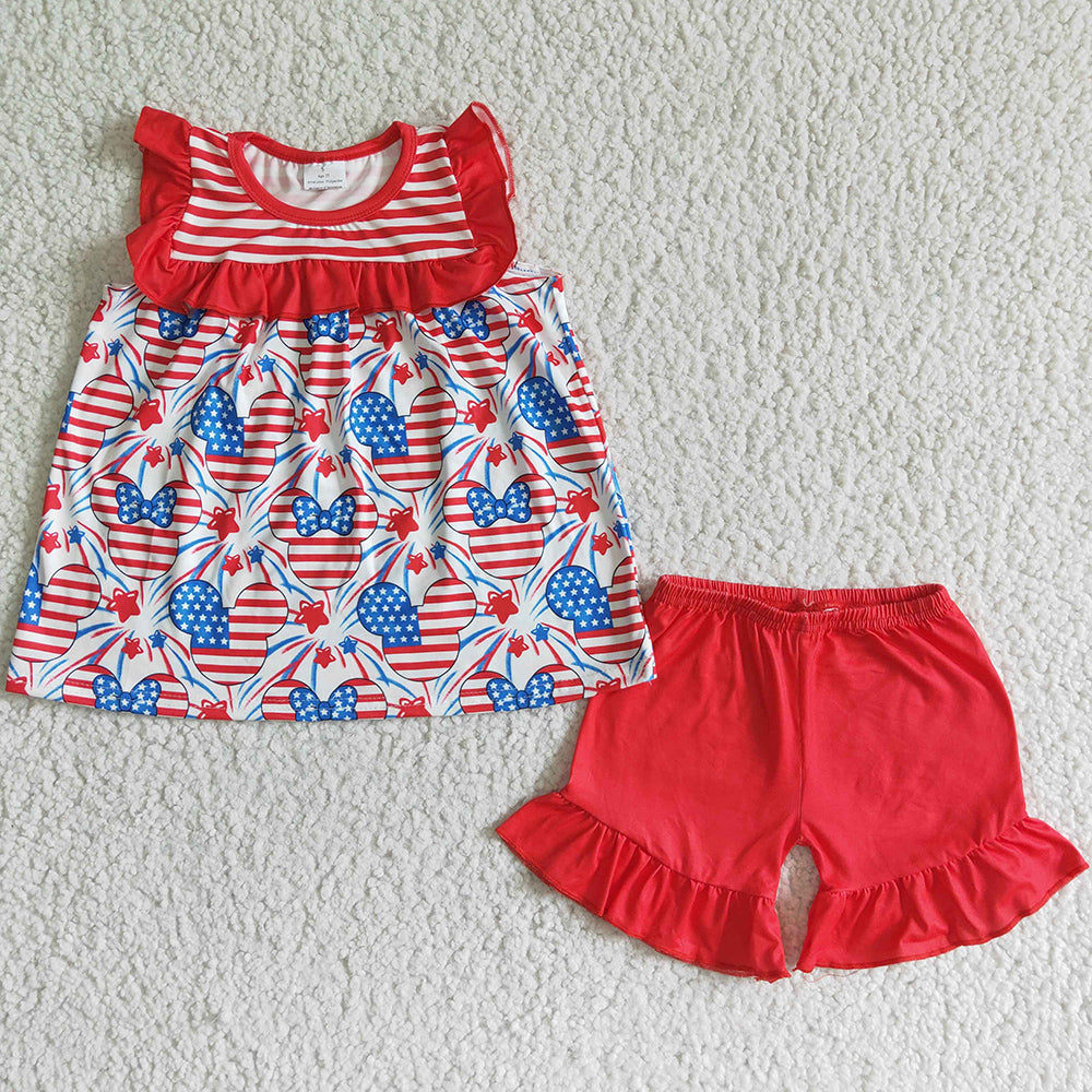 Boutique Baby Girls Clothes Set July 4th Fashion Toddler Girls Clothing Holiday Outfits GSSO0055