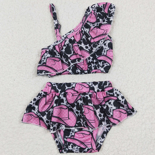 Hat Print Cute Kids Girls Swimsuit S0098