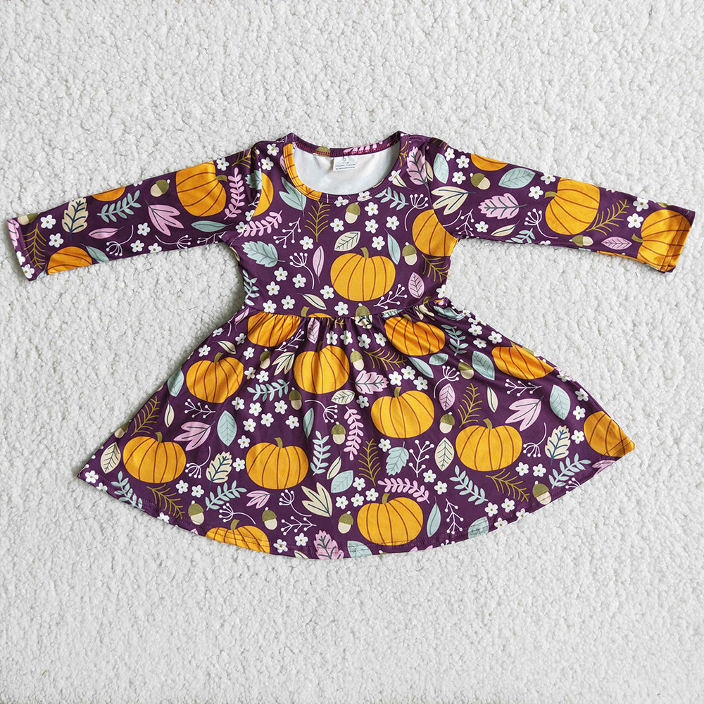 Boutique Baby Girls Dress Pumpkin Toddler Girls Dress Halloween Dresses 6 A12-14