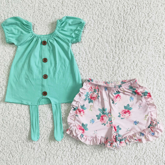 New Arrival Baby Girls Summer Clothes Infant Baby Kids Clothing Toddler Girls Outfits Flowers Cute Girls Clothing GSSO0034