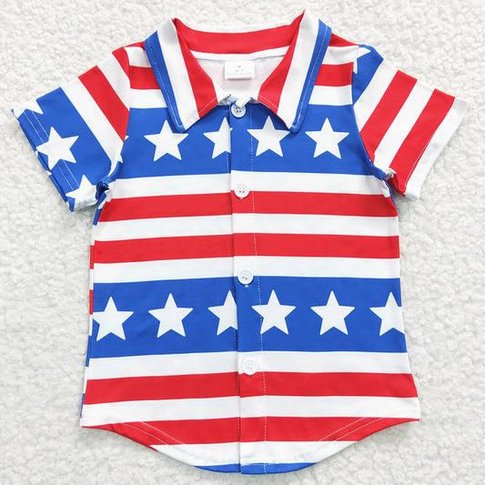 July 4th Boys T-shirt Star Print Cute Boys Clothes Top BT0196