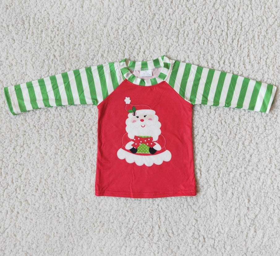 Christmas Boys Clothes Top T-shirt Santa Claus Print Cute Boys Clothing Top Shirt with Girls Clothing Kids Sibling Outfits 6 A32-1