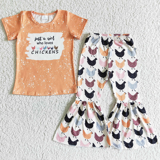 New Fashion Baby Girl Clothes Chicken Print Cute Girls Clothing Toddler Girls Outfits A2-9