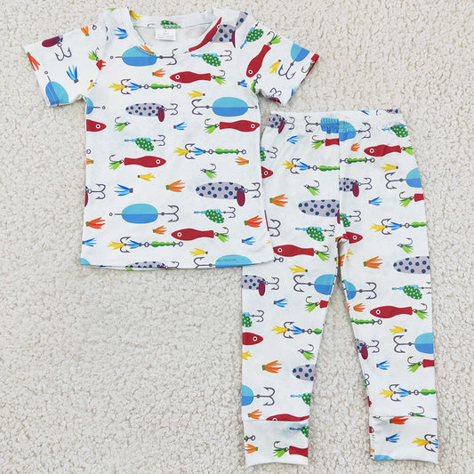 Boutique Kids Pajamas Fish Print Cute Boys Sleepwear Set BSPO0062