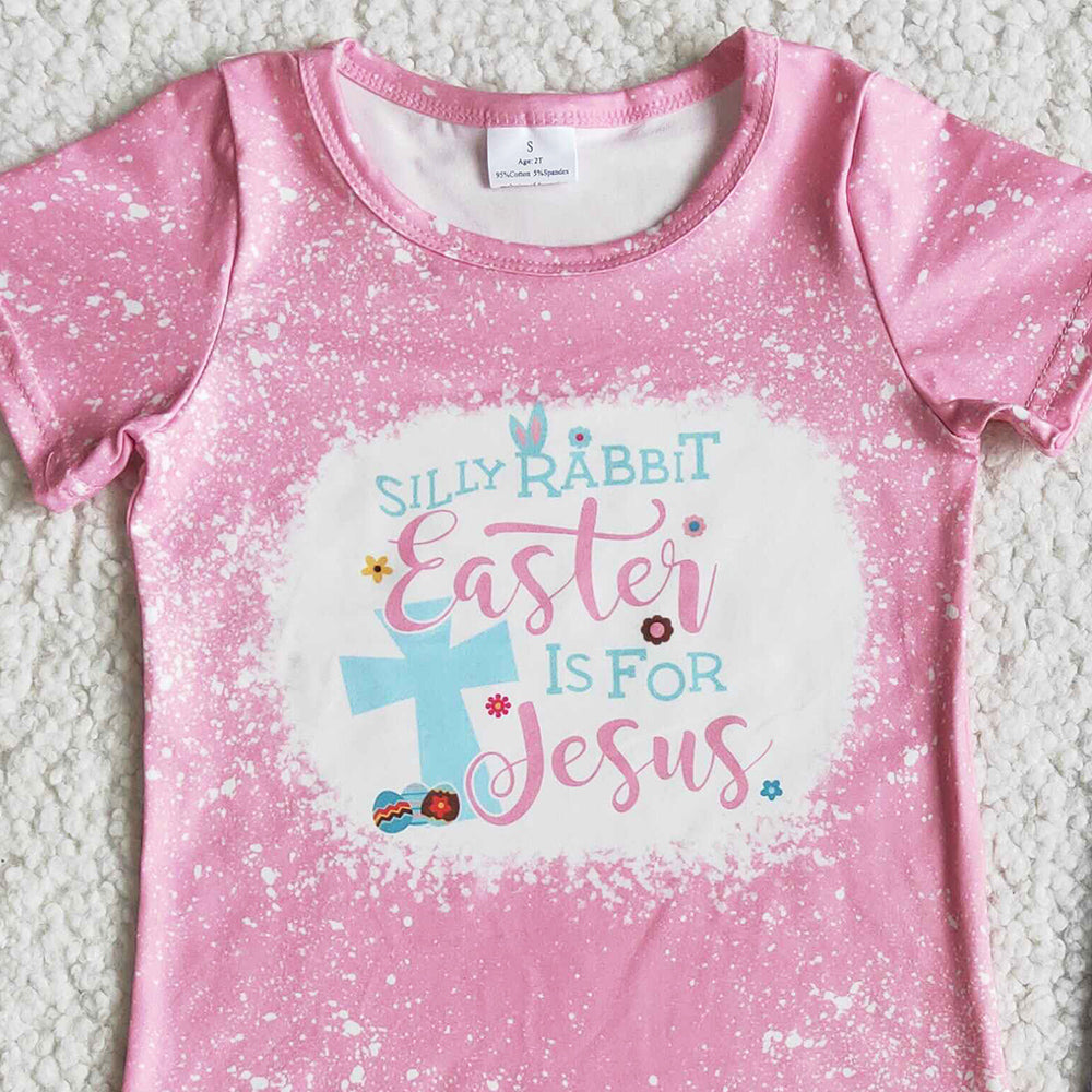 New Fashion Baby Girls Clothes Easter Jesus Boutique Girls Clothing Short Sleeve Velvet Bell Pants Set Wholesale Children Outfit E12-11