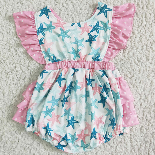 Boutique Infant Baby Girl Rompers Star Print Summer Girls Clothes Set Matched Romper Kids Sister Clothing SR0022