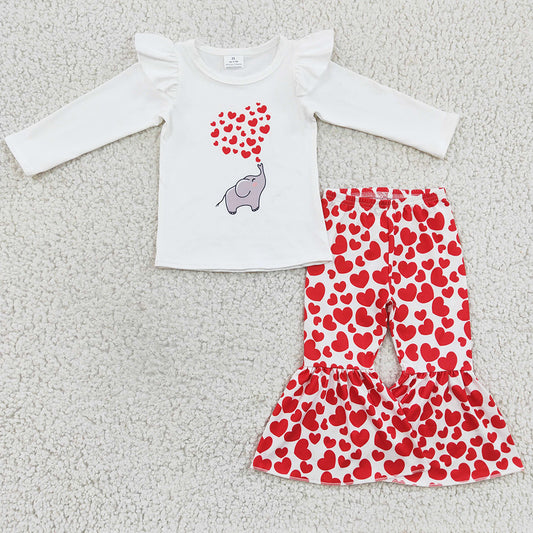 Toddler Girls Clothes Valentine's Day Love Print Girls Bell Bottom Outfits GLP0379