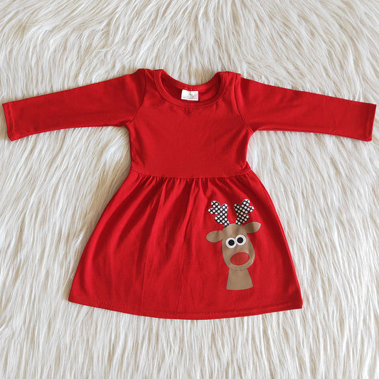 Boutique Boys T-shirt Deer Print Christmas Fashion Boys Clothes Top T-shirt with Baby Girls Dress 6 A8-18