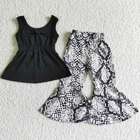 Hot Sale Baby Girl Clothes Sleeveless Top+Bell Pants Set Toddler Girls Boutique Clothing A18-2