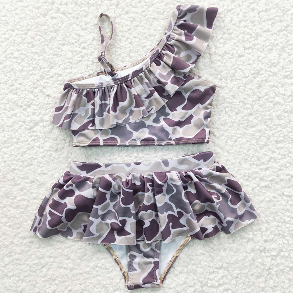 Baby Girls Swimsuits 2pcs Camo Ruffle Pieces Swimwear S0078