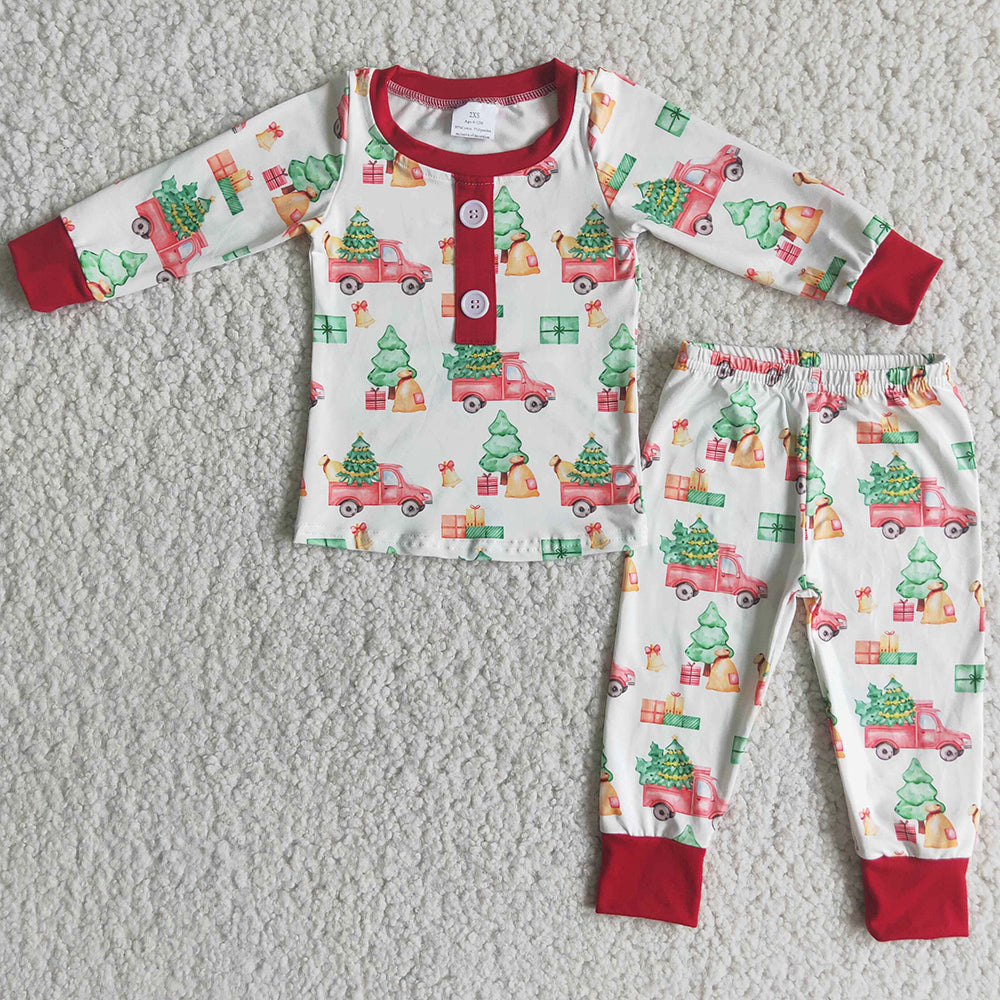 Boutique Kids Sibling Pajamas Set Christmas Tree Print Cute Baby Girls Pajamas Boys Sleepwear Nightwear 6 B3-38