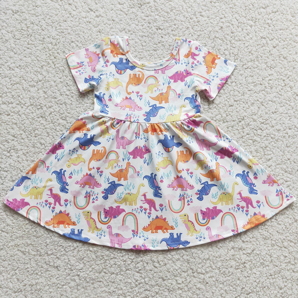 Hot Sale Baby Girls Dress Dinosaur Cute Little Girl Dresses E3-13