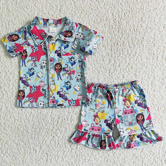 New Fashion Kids Designer Clothes Girls Pajamas Boutique Baby Girls Summer Pajamas Sets Short Sleeve Shorts Girls Sleepwear GSSO0014