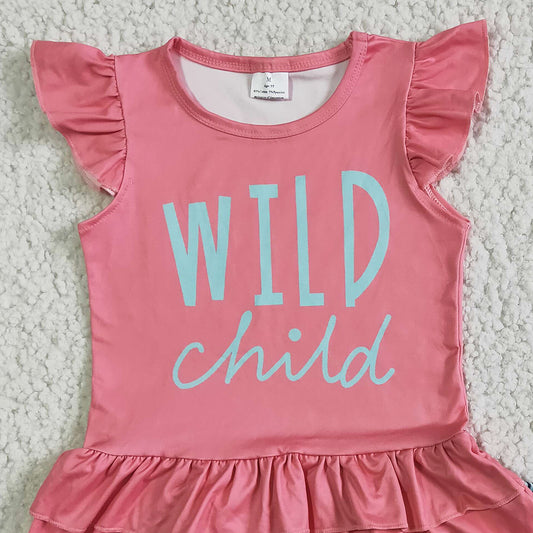 RTS Baby Girls Summer Clothes Set Wild Child Double Tunic Top Ruffle Leopard Shorts Girls Boutique Outfits Fashion Kids Clothing GSSO0036