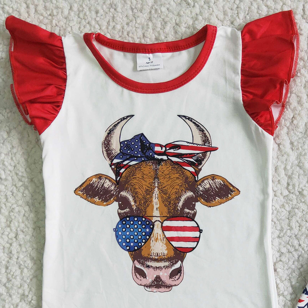 New Fashion Kids Designer Clothes Girls Summer Outfits July 4th Boutique Baby Girl Clothes Independence Day Girls Clothing Set GSSO0046