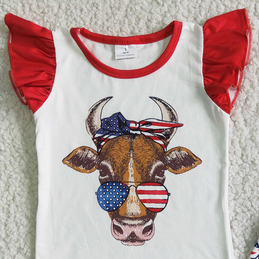 New Fashion Kids Designer Clothes Girls Summer Outfits July 4th Boutique Baby Girl Clothes Independence Day Girls Clothing Set GSSO0046