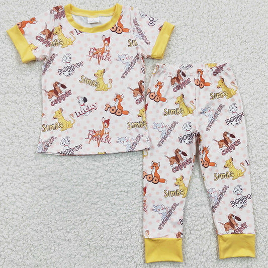 Fashion Kids Pajamas Short Sleeve Long Pants Sleepwear Set BSPO0078