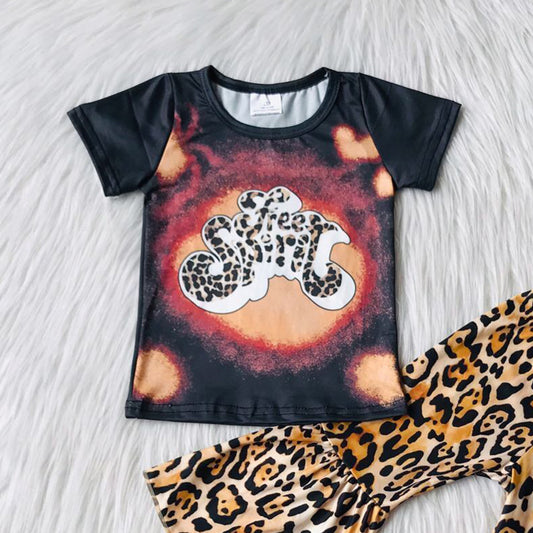 RTS Wholesale Baby Girl Designer Clothes Leopard Bell Pants Outifts Cute Toddler Girl Clothes Sets Spring