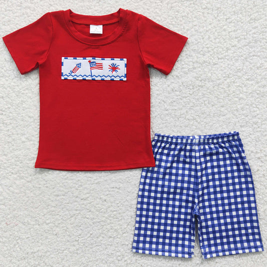 July 4th Girls Clothing Cotton Embroidery Boutique Kids Sibling Clothes Boys Set GSSO0193 BSSO0176