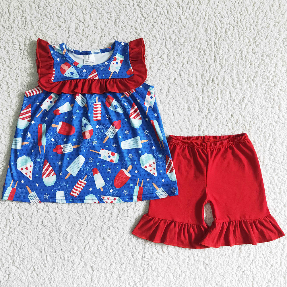 July 4th Boutique Baby Girls Clothes Set Cute Toddler Girls Clothes Outfits GSSO0044