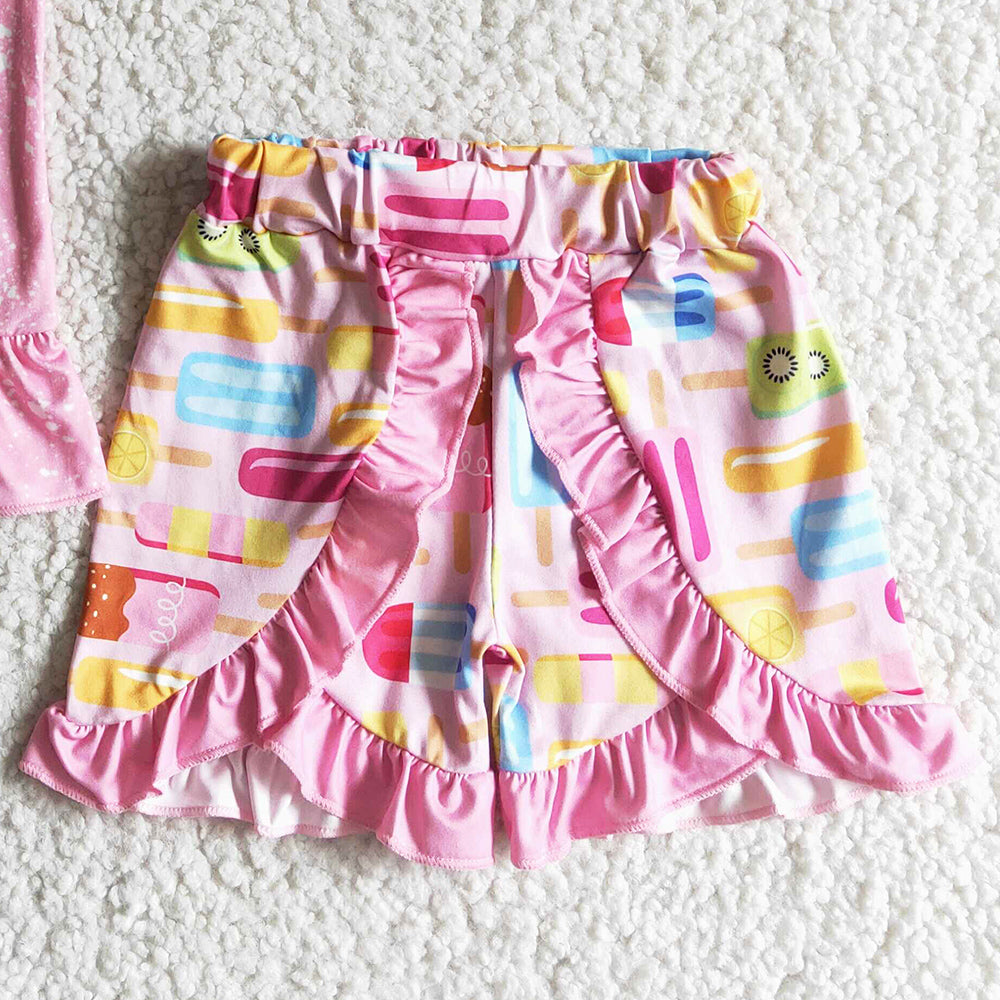 Hot Sale Toddler Girls Clothes Set ice cream Baby Girls Summer Clothes Short Sleeve Shorts Outfits Wholesale Children Clothing C10-26