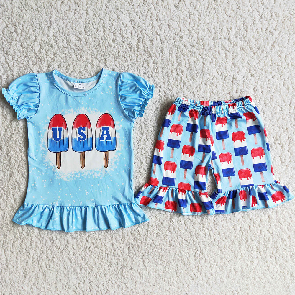 Boutique Baby Girls Clothes July 4th Fashion Kids Clothes Summer Girls Clothing Outfits Wholesale D9-29