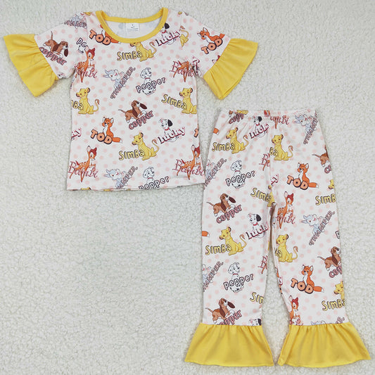 Boutique Girls Pajamas Set Cartoon Print Cute Baby Girls Nightwear Outfits GSPO0423 BSPO0078