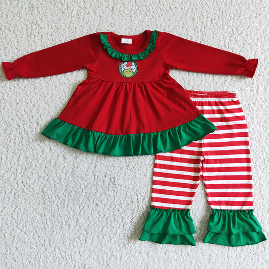 Christmas Baby Girl Clothes Boutique Cotton Embroidery Kids Girls Clothing Set GLP0032