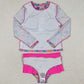 Baby Girls Swimsuit Colorful Leopard Long Sleeve Two Pieces Swimwear S0062
