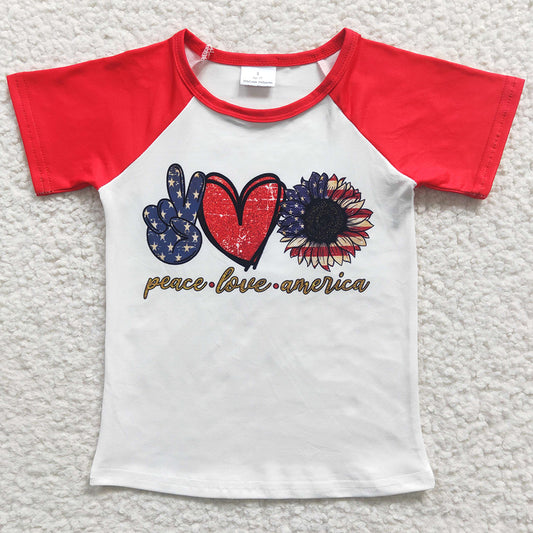 July 4th Boutique Girls T-shirt Short Sleeve Summer Clothing Top GT0108