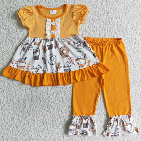 Fall Boutique Girls Clothing Pumpkin Print Cute Baby Girl Clothes Outfits GSPO0123