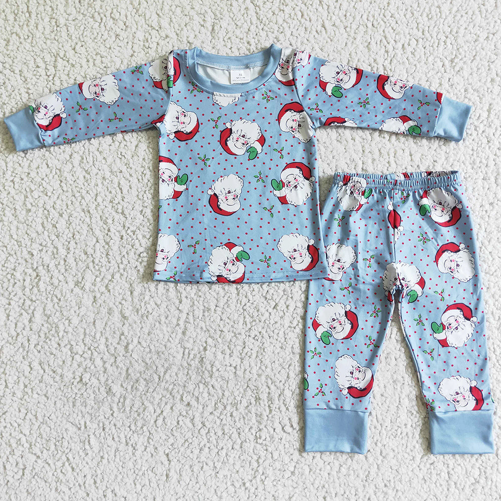 Santa Claus Print Boys Pajamas Set Boutique Christmas Kids Pajamas BLP0056