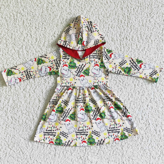 Hippo Print Cute Kids Hoodie Clothes Christmas Boys Girl Hooded Top BT0056