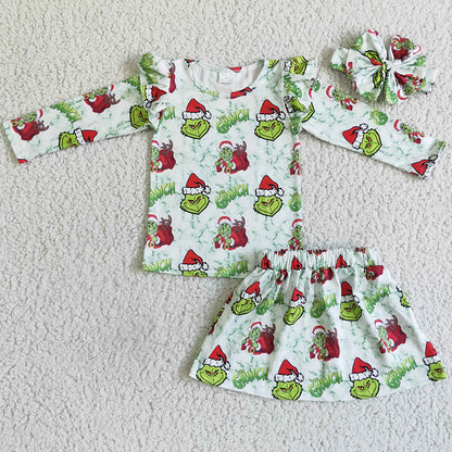 New Design Christmas Baby Girl Clothes Skirt Set GLD0081