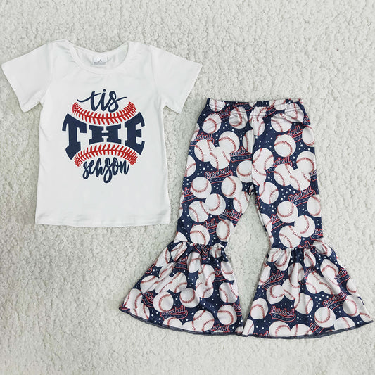 RTS Baby Girls Clothes Outfits Spring Summer Short Sleeve T-shirt Bell Bottom Pants Girls Boutique Outfits Toddler Baby Clothes B5-13