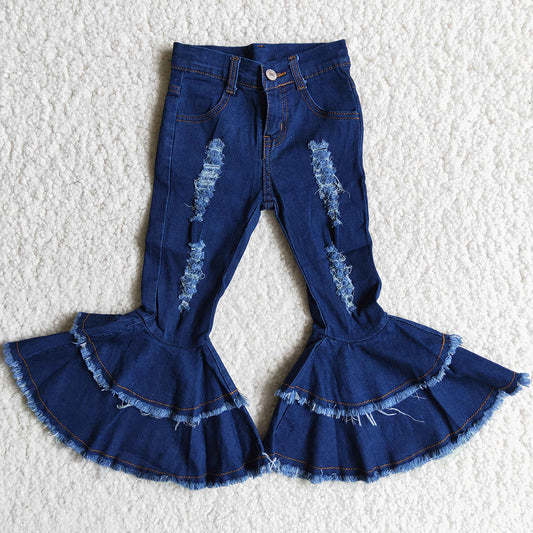 Fashion Baby Girls Jeans Pants Bell Bottom Denim Pants C12-9