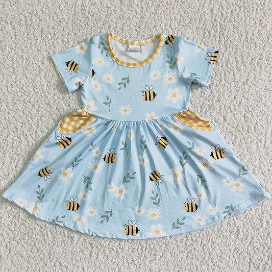 New Design Summer Dresses for Girls Bee Flower Cute Infant Toddlers Baby Girls Dress GSD0021