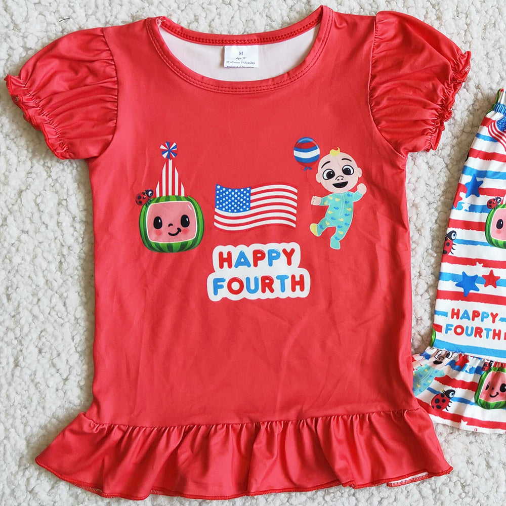 July 4th Boutique Baby Girls Clothes Summer Kids Clothing Girls Toddler Outfits Wholesale Children Clothes D8-13