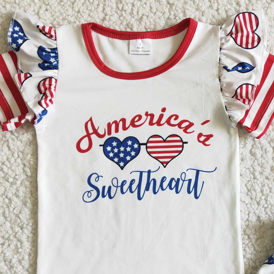 Wholesale Baby Girl Clothes with Dress Set July 4th Independence Day Boutique Girls Clothing Summer Outfits GSSO0051