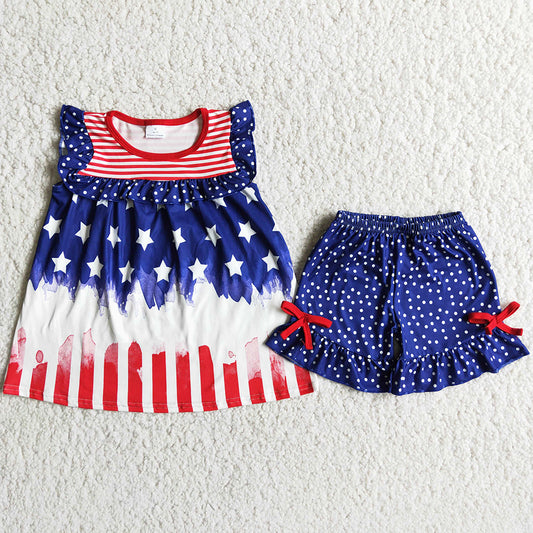 Wholesale Baby Girls Clothes July 4th Boutique Kids Clothes Summer Girls Clothing Outfits D8-19