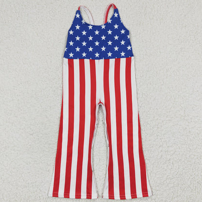 Baby Girls Jumpsuit Star July 4th Strap Bell Bottom Jumpsuits SR0256