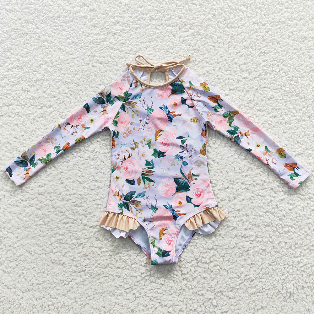 Boutique Girls Swimsuits Flower Cute Baby Girl Swimwear Set S0085