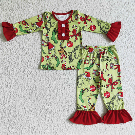 Wholesale Baby Girl Pajamas Set Kids Boutique Christmas Sleepwear GLP0204