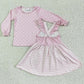 Santa Claus Print Cute Girls Clothes Suspender Skirt Set Boutique Christmas Outfits GLD0087