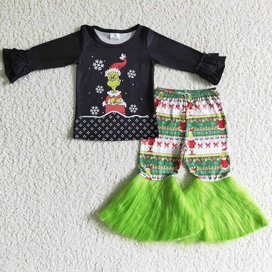 New Design Toddler Girls Clothes Set Christmas Girl Bell Bottom Outfits GLP0152