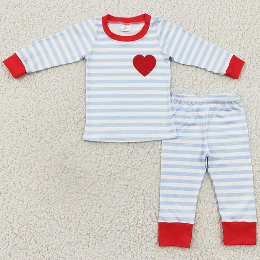 Cute Baby Boy Pajamas Love Embroidery Valentine's Day Kids Boys Sleepwear Set GLP0383 BLP0149