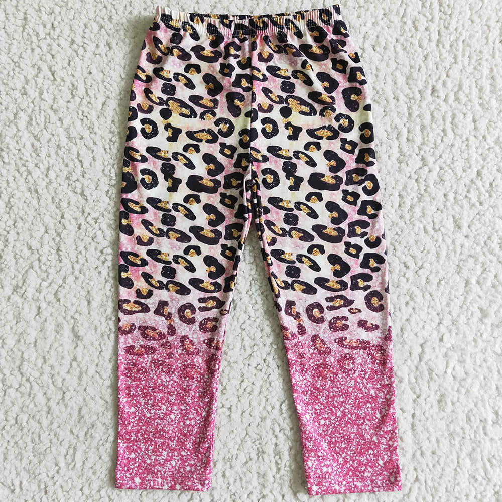 New Fashion Girls Pants Pink Leopard Print Legging P0016